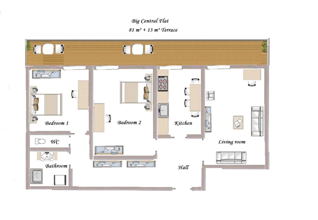 Notre Dame - Huge Sunny Modern 2br Flat - Terrace Leilighet Nice